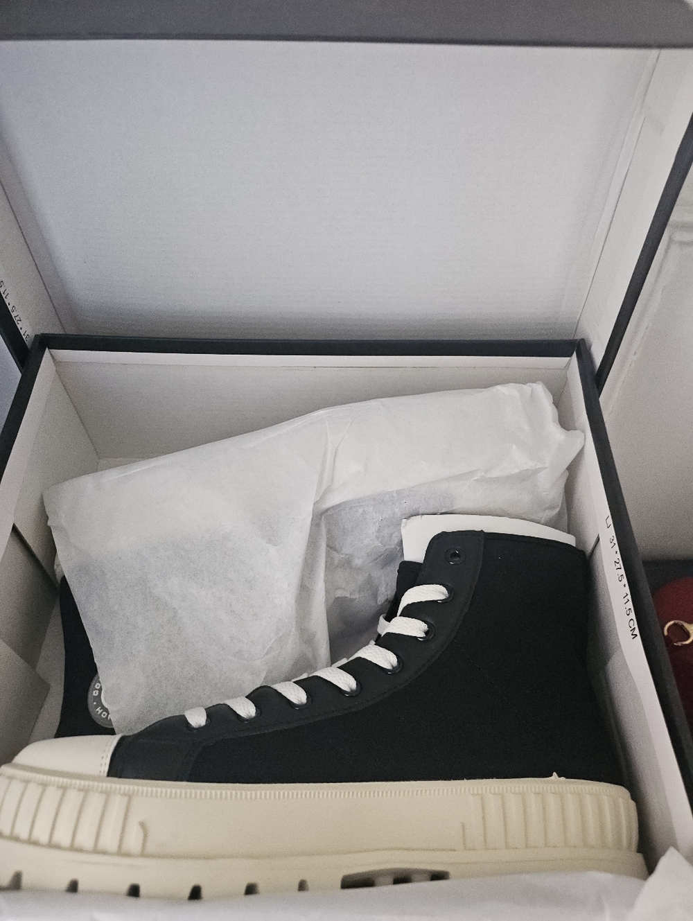 Men's Black High-Top Canvas Sneakers with Cream Sole